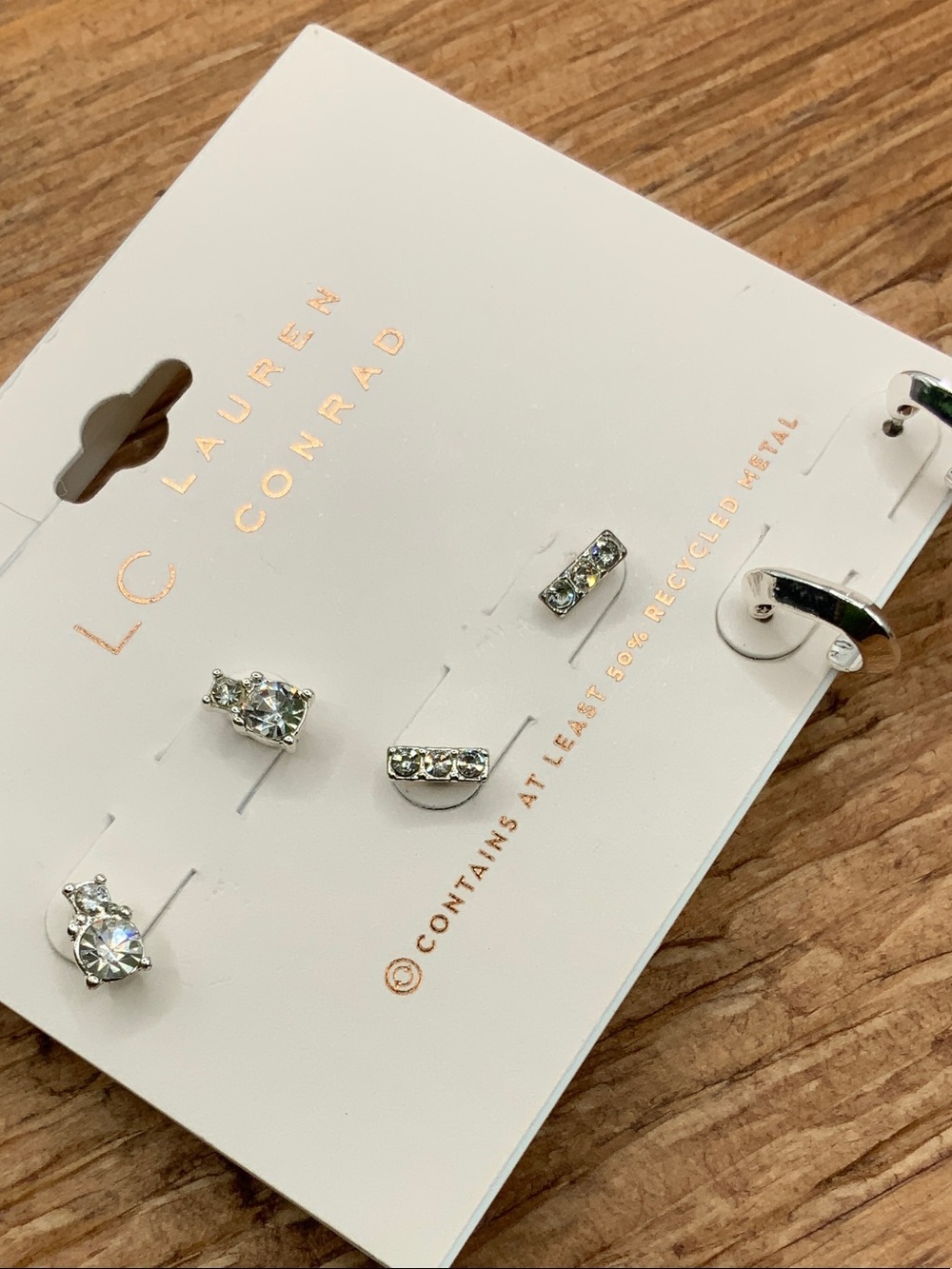 LC Lauren Conrad Silver Crystal Stud Earring Set